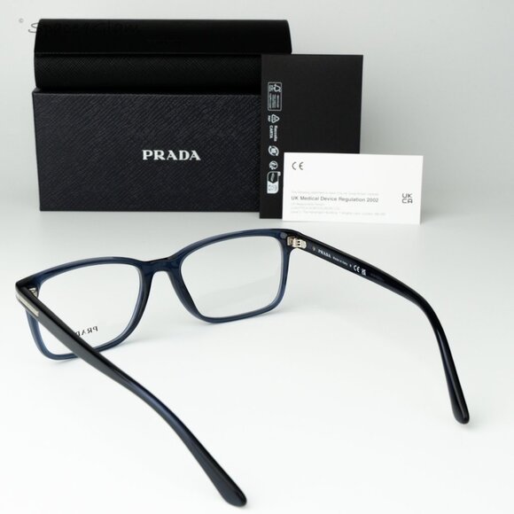 Prada Men Eyeglasses Blue Crystal Demo Square PR14WV 08Q1O1 BRAND NEW - Picture 7 of 7